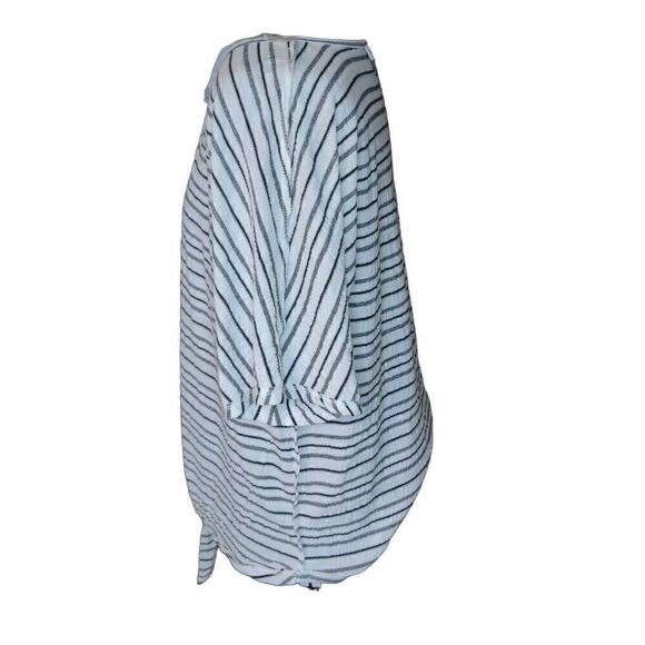 Nine West Women's Striped Bateau Neckline Tie knot Hem Shirt White Medium - Picture 6 of 13